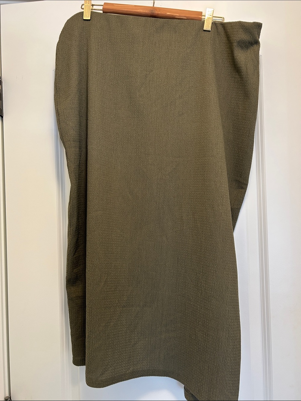 H&M Olive Green Wrap Midi Skirt with Side Tie - Picture 3 of 4